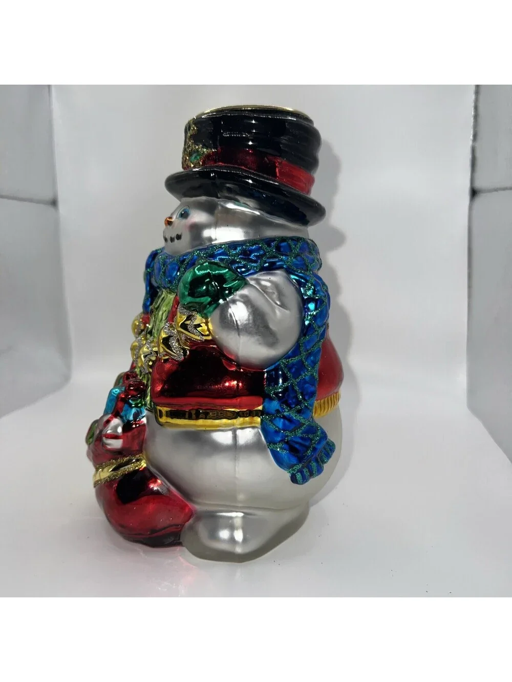 Vintage Snowman Candle Holder Glass Mercury